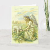  religie, Victoriaans paasengel met Lamb Feestdagen Kaart (Voorkant)