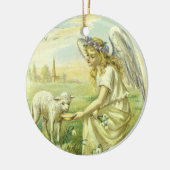  religie, Victoriaans paasengel met Lamb Keramisch Ornament (Links)