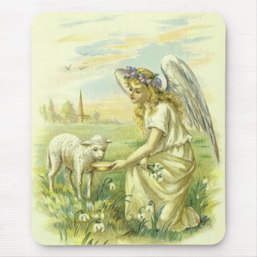  religie, Victoriaans paasengel met Lamb Muismat (Voorkant)