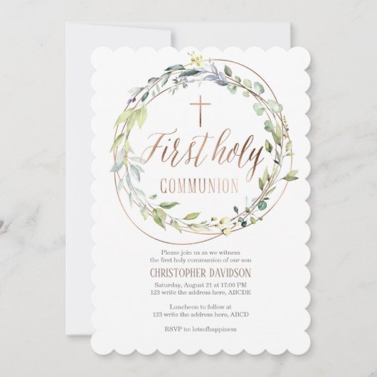Religie, Waterverf, Kruis, Eerste communie Kaart (Voorkant)