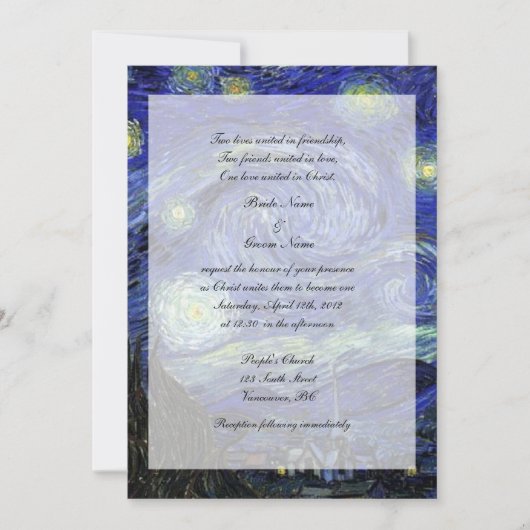 Religies, Christelijke trouwuitnodiging, Sterrenna Kaart (Voorkant)