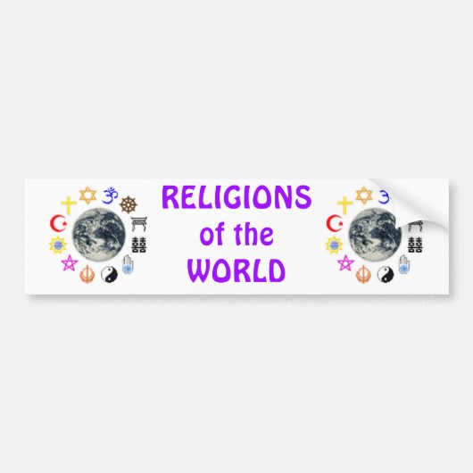 RELIGIES VAN DE WERELD BUMPERSTICKER (Voorkant)