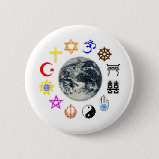 RELIGIES VAN DE WERELD RONDE BUTTON 5,7 CM (Voorkant)