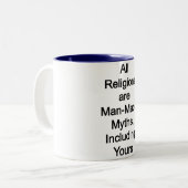 Religies zijn mythes tweekleurige koffiemok (Voorkant links)