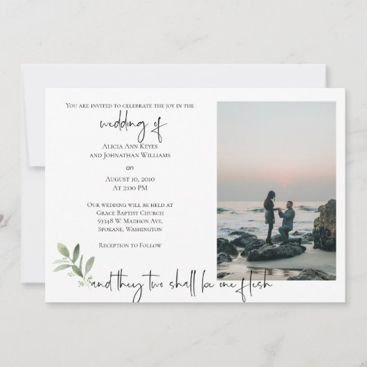 Religieus 2 foto bruiloft uitnodiging (Voorkant)