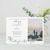 Religieus 2 foto bruiloft uitnodiging (Staand voorkant)