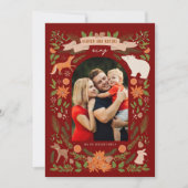 Religieus 2 Foto Woodland Botanische Kerstmis Feestdagenkaart (Voorkant)