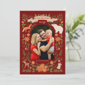 Religieus 2 Foto Woodland Botanische Kerstmis Feestdagenkaart (Staand voorkant)