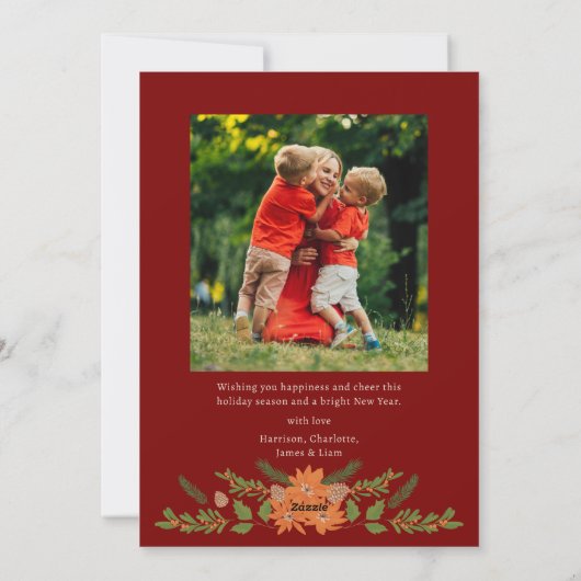 Religieus 2 Foto Woodland Botanische Kerstmis Feestdagenkaart (Achterkant)