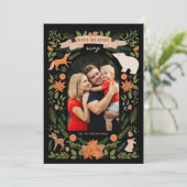 Religieus 2 Foto Woodland Botanische Kerstmis Feestdagenkaart (Staand voorkant)