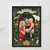 Religieus 2 Foto Woodland Botanische Kerstmis Feestdagenkaart (Voorkant)