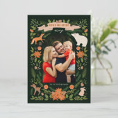 Religieus 2 Foto Woodland Botanische Kerstmis Feestdagenkaart (Staand voorkant)