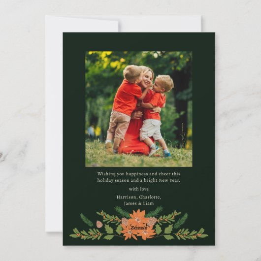 Religieus 2 Foto Woodland Botanische Kerstmis Feestdagenkaart (Achterkant)