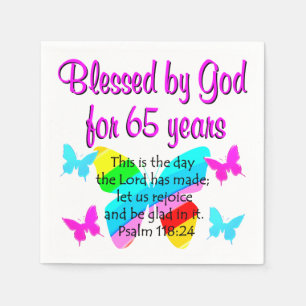 RELIGIEUS 65E BIRTHDAY-BUTTERFLY-ONTWERP SERVETTEN