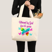 RELIGIEUS 65E VERJAARDAG VLINDER ONTWERP GROTE TOTE BAG (Voorkant (product))