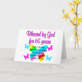 RELIGIEUS 65E VERJAARDAG VLINDER ONTWERP KAART (Gele Bloem)