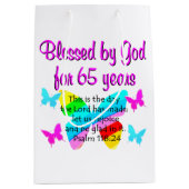RELIGIEUS 65E VERJAARDAG VLINDER ONTWERP MEDIUM CADEAUZAKJE (Voorkant)