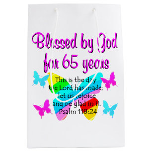 RELIGIEUS 65E VERJAARDAG VLINDER ONTWERP MEDIUM CADEAUZAKJE