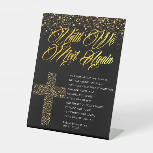 Religieus begrafenisgedicht reclamebord met voetstuk (Voorkant)