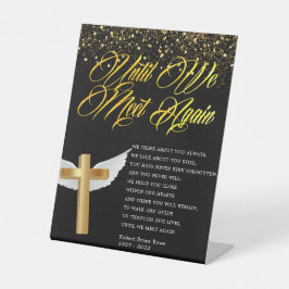 Religieus begrafenisgedicht reclamebord met voetstuk