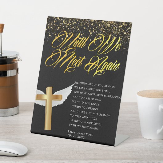 Religieus begrafenisgedicht reclamebord met voetstuk (Insitu)