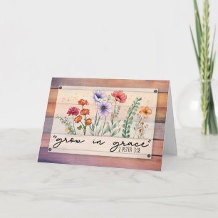 Religieus Beterschap Landelijke Waterverf Bloemen Kaart