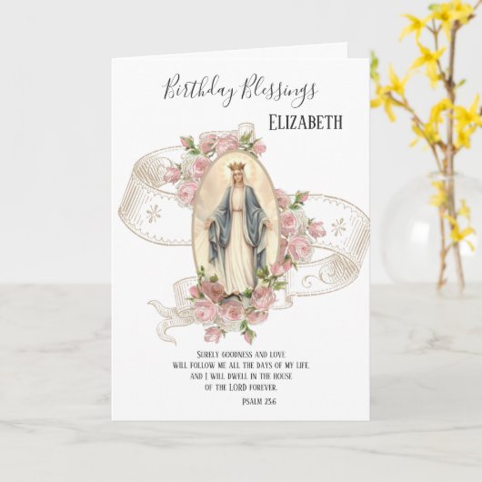 religieus | Birthday | Maagd Moeder Maria Kaart (Gele Bloem)