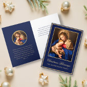 Religieus Blauw Goud Madonna & Kind Kerstmis Feestdagen Kaart