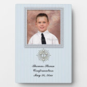 Religieus blauw Striped Plaque Fotoplaat (voorkant)