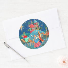 Religieus blauwe Driekoningen Kerstvakantie Ronde Sticker