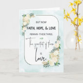 Religieus Bruiloft Jubileum Geloof Hoop en Liefde Kaart (Gele Bloem)