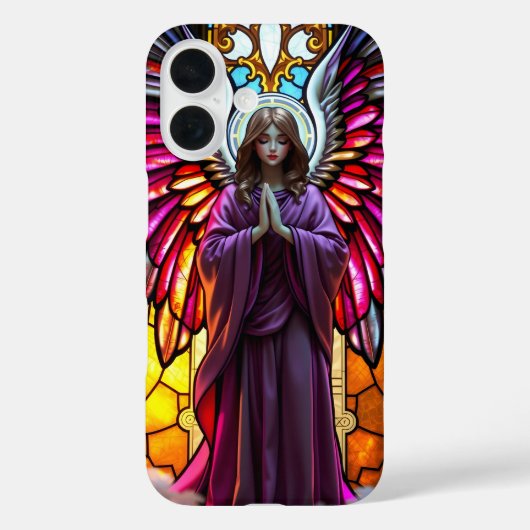 Religieus Christelijk Glas in lood Angel Case-Mate iPhone Case (Achterkant)