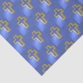 Religieus Christelijk Gouden Kruis Lila Blauw Pase Tissuepapier (Detail)