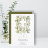 Religieus Christelijk Kruis Groen gebladerte Doop Kaart