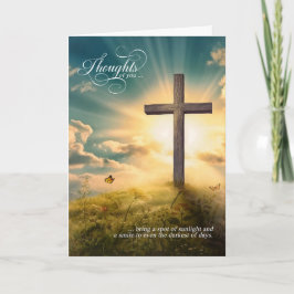 Religieus christelijk kruis op heuvel denk aan jou kaart
