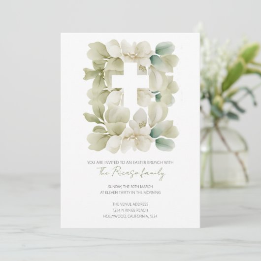 Religieus Christelijk Kruisblad Paasbrunch Kaart (Staand voorkant)