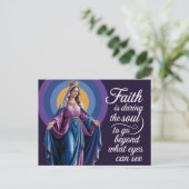 Religieus citaat met Maria Paarse achtergrond Briefkaart (Staand voorkant)