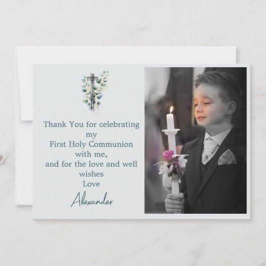 Religieus Dank u Foto Boy Botanische Cross Kaart (Voorkant)