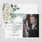 Religieus Dank u Foto Gouden Rozen Groen Kaart (Voorkant / Achterkant)