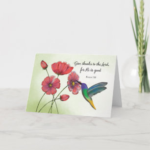 Religieus denk aan jou bloemen met kolibrie kaart