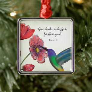 Religieus denk aan jou bloemen met kolibrie metalen ornament
