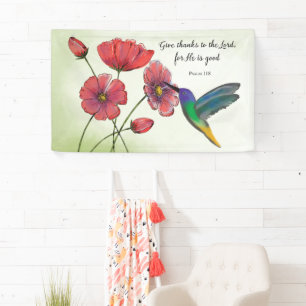 Religieus denk aan jou bloemen met kolibrie spandoek