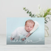 Religieus  Doopsel Baby Boy Foto Bedankkaart (Staand voorkant)