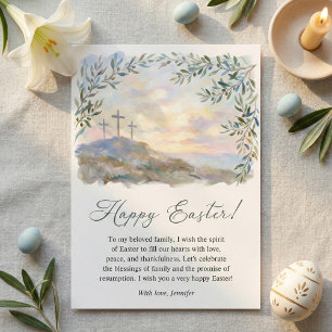 Religieus Easterkruis Waterverf Christelijk Feestdagenkaart