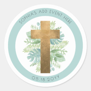 Religieus Evenement Groen Cross Envelope Seal/Favo Ronde Sticker