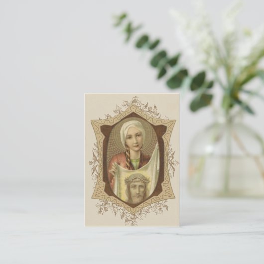 Religieus gebed in St. Veronica Veil van Jezus Visitekaartje (Staand voorkant)