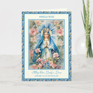 Religieus Geblesserde Maria Bloemrijke Rozenkrans Kaart