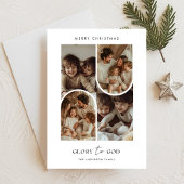 Religieus geloof Glorie aan God Kerstboog Foto Feestdagenkaart