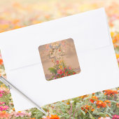 Religieus Geloof Hoop Liefdadigheid Bloemenkruis P Vierkante Sticker