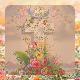 Religieus Geloof Hoop Liefdadigheid Bloemenkruis P Vierkante Sticker